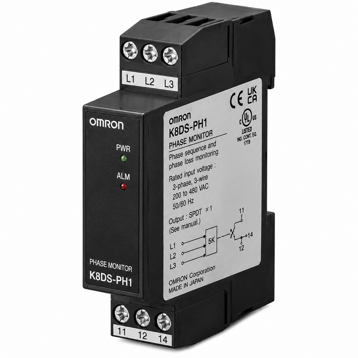 Omron K8DS-PH Three-phase Phase-sequence Phase-loss Relay (200~480VAC, SPDT)