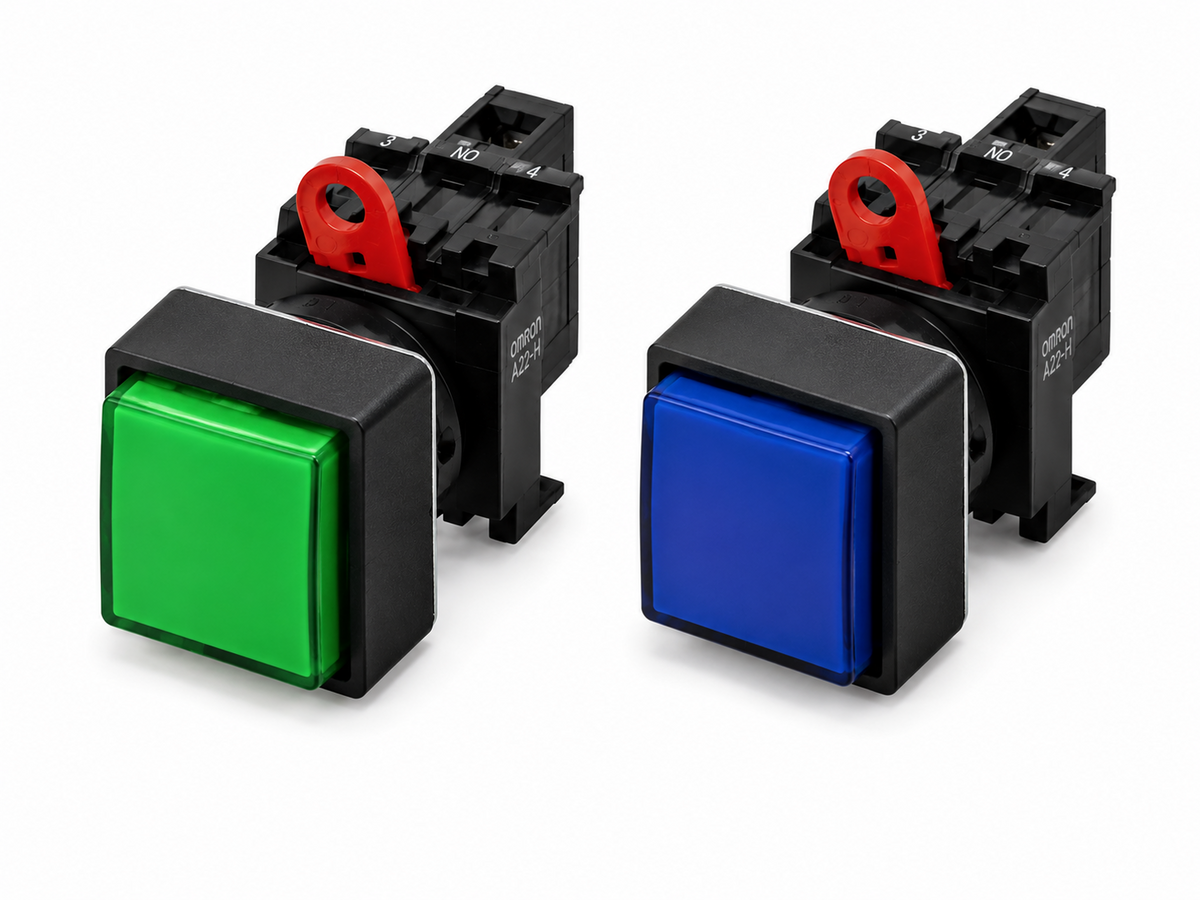 Omron M22 Indicator (22/25-dia., Square Projection, LED, IP65)