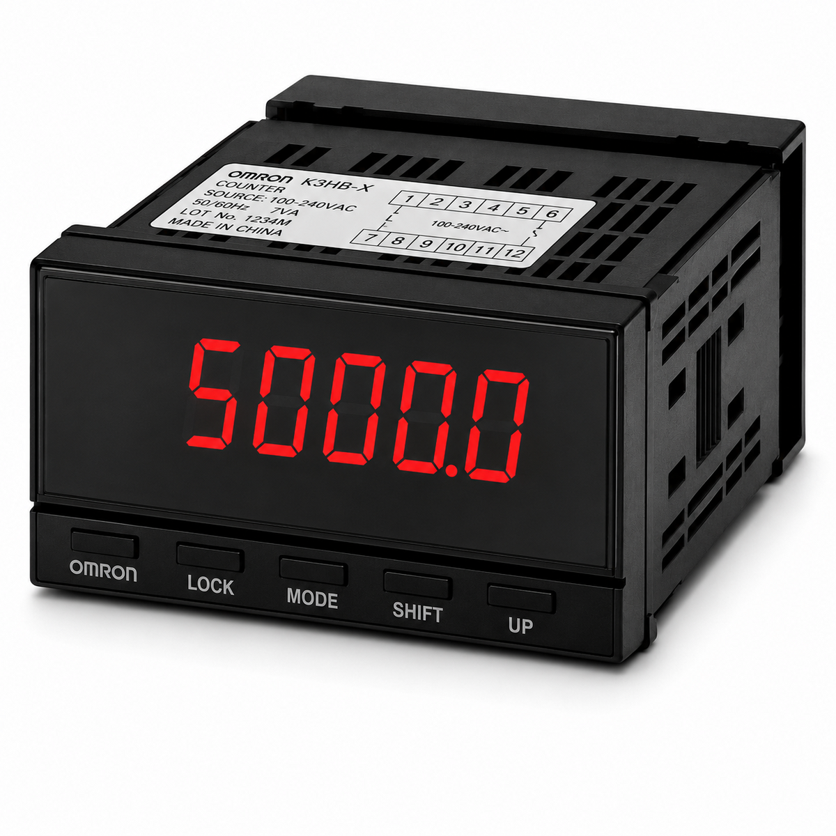 Omron K3MA-F Frequency/Rate Meter (Rotary Pulse Input, 2-color LCD, None/2 Relay Output, 100~240VAC or 24VAC/VDC)