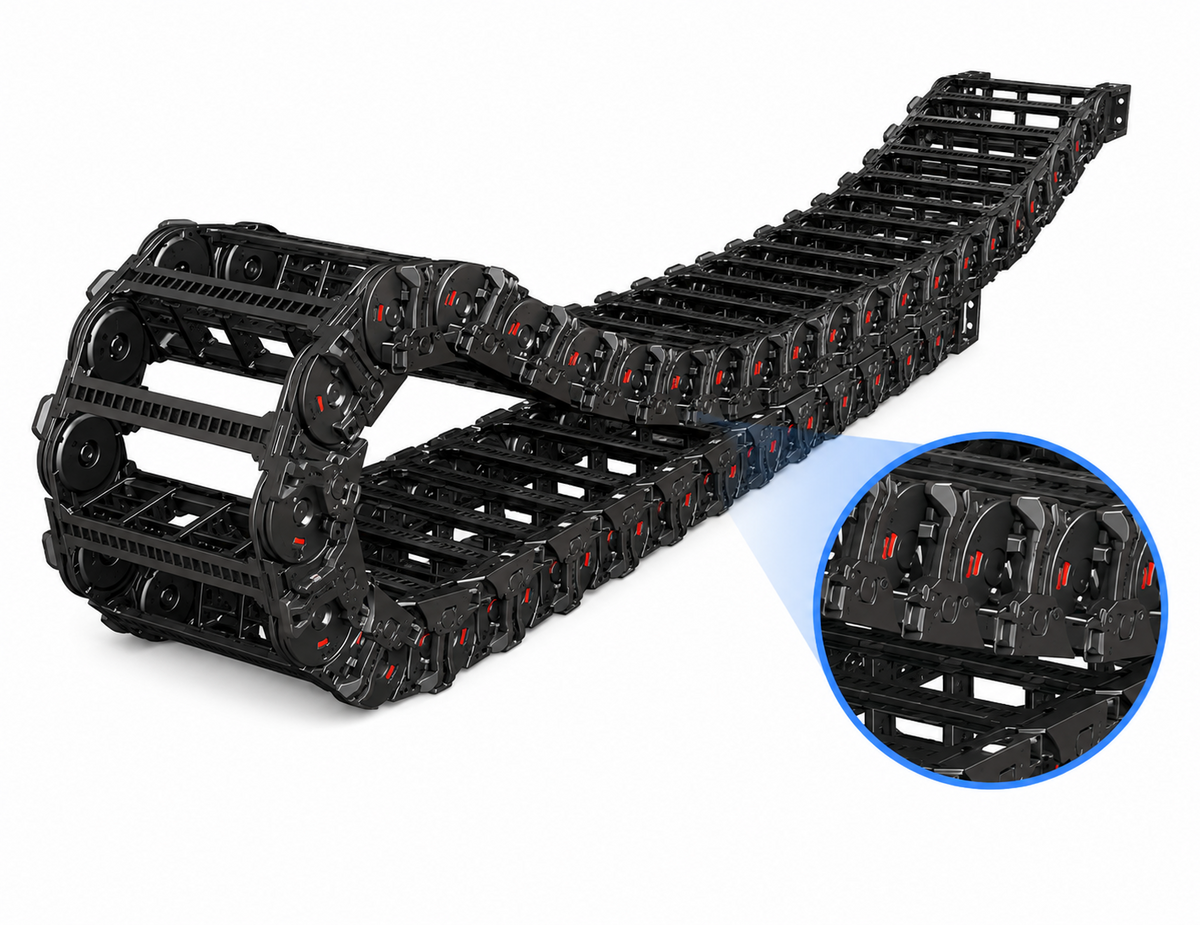 CP System Shift Chain ST120RS Roller Skid Type Cable Carrier (Pitch 120, Inside Width 75-600mm, BR R180-R500)