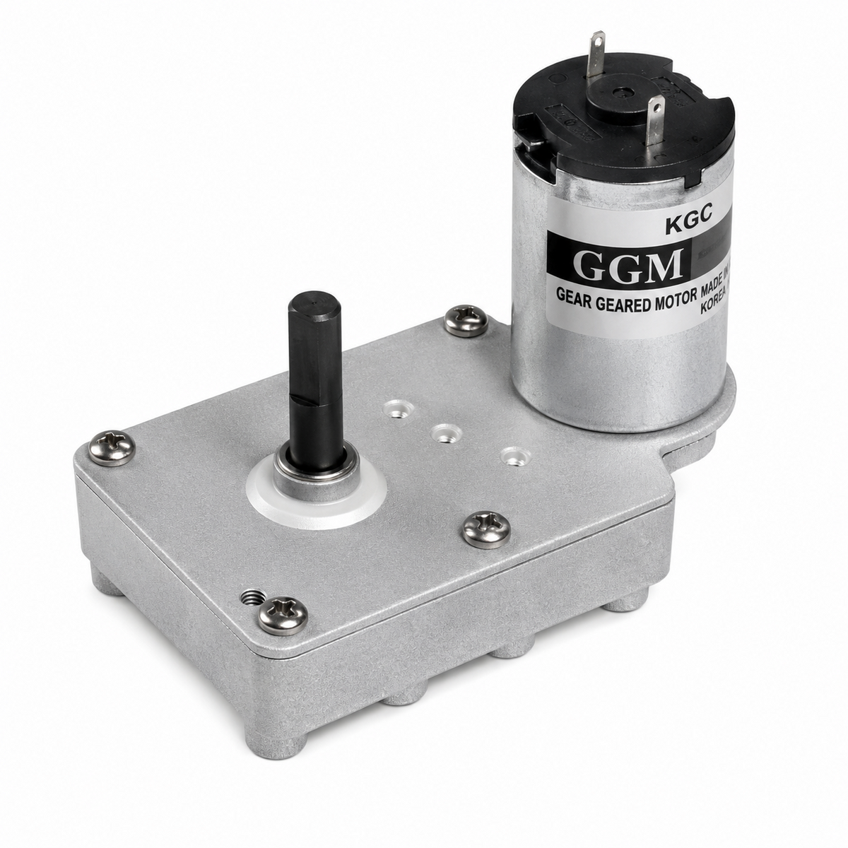 GGM KGE-3448-P2 R-Type Offset Geared DC Motor (DC 24V, 9000rpm base, 18 ratios 1/22-1/687)