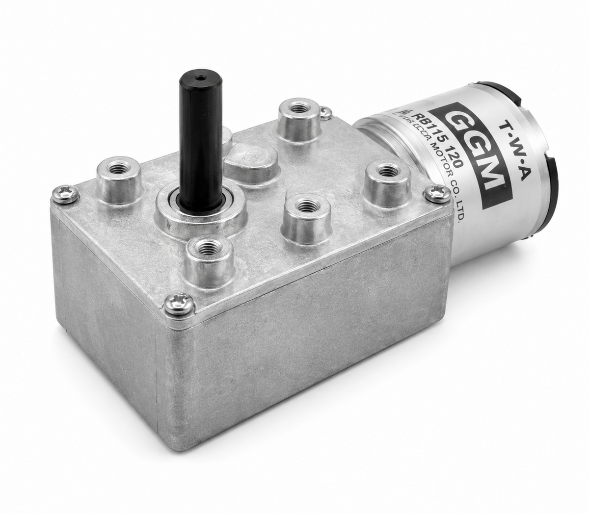 GGM KWB-3429-T1 Worm Geared Motor (DC 12V, F/R output, 1/70–1/1800)