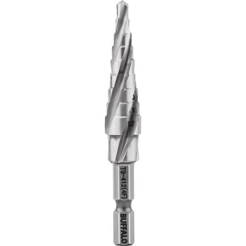 Seshin Buffalo 121-4460 T5-412 Step Drill 4-Flute Step Drill - Twist Type (Hex Shank)