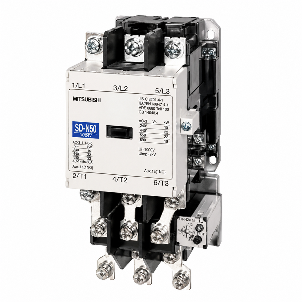 Mitsubishi Electric MS-T/N Series MSO-T65 Magnetic Starter (65A AC-3, T65 Frame, TH-T65 Thermal)