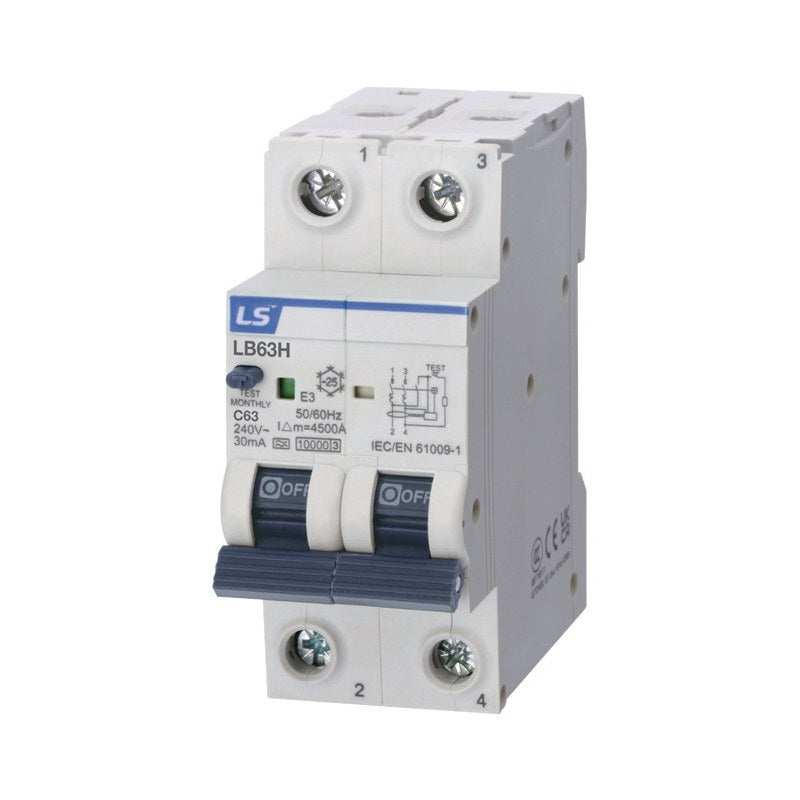 LS Electric L-Series LB40/LB63 RCBO (6-63A, 1P+N to 4P)