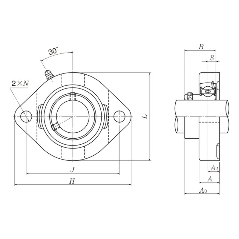 NTN A-ASFD2 Light Rhombus Flanged Units, Cast Housing