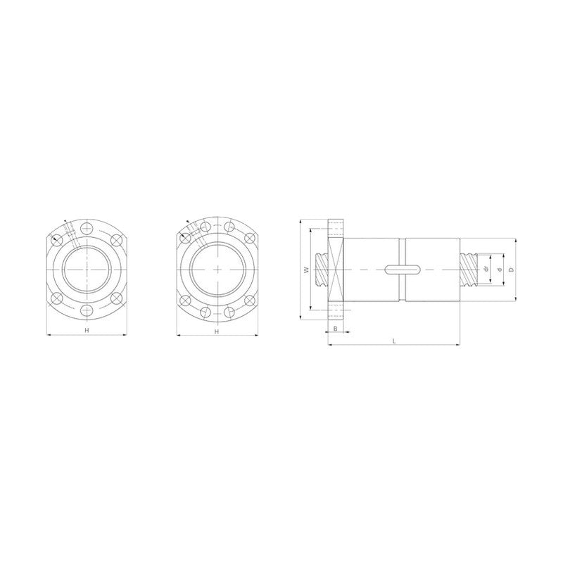 TPC Mechatronics RDFNU Series Double Ball Screw Nut (NU-Type, Flanged)