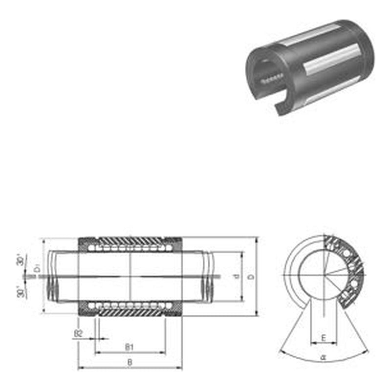 WON ST Super Ball Bushing SBEO Series, Europe Series Open Type