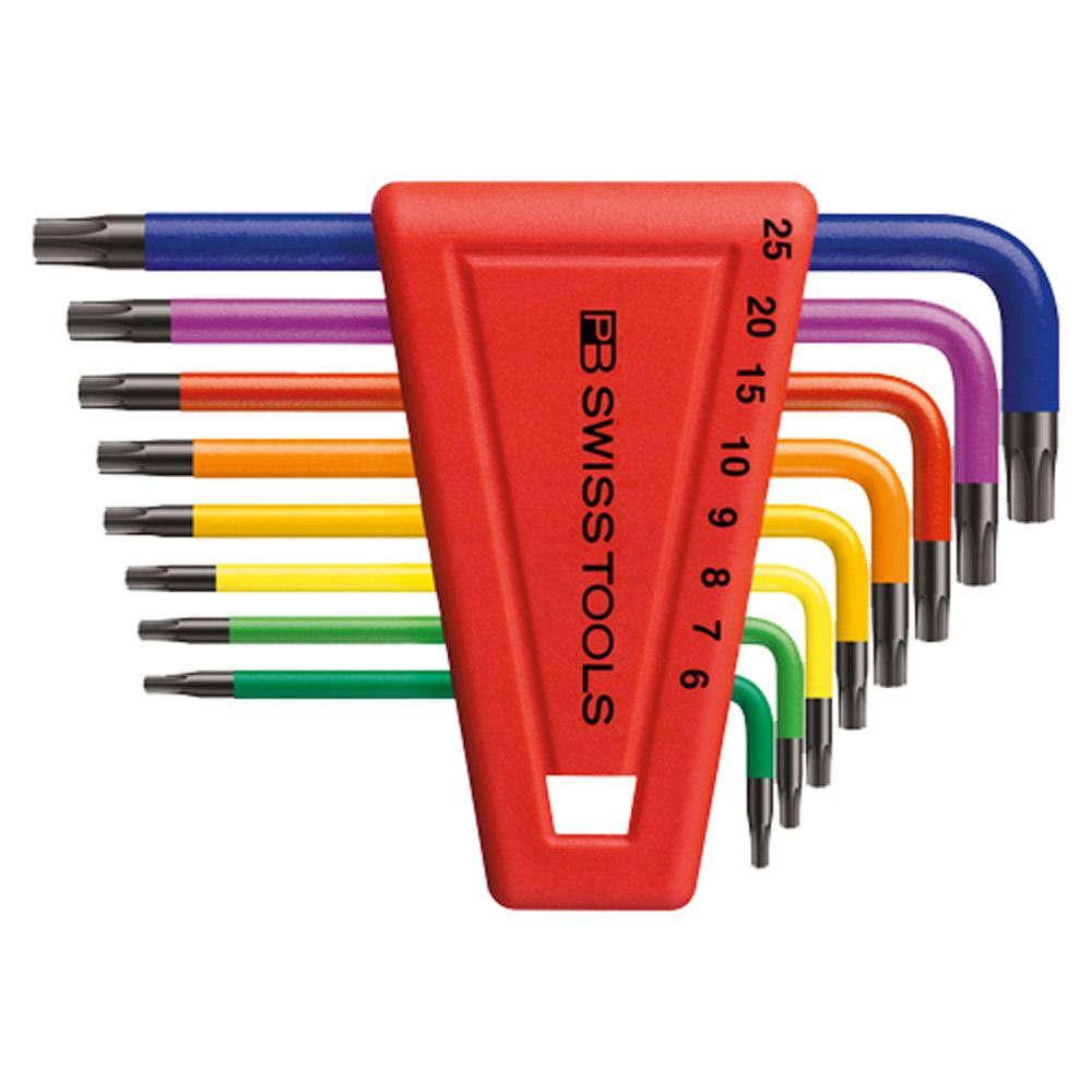 PB Swiss Tools Torx Ball End L-Key Set Rainbow 410.H 6-25 RB CN