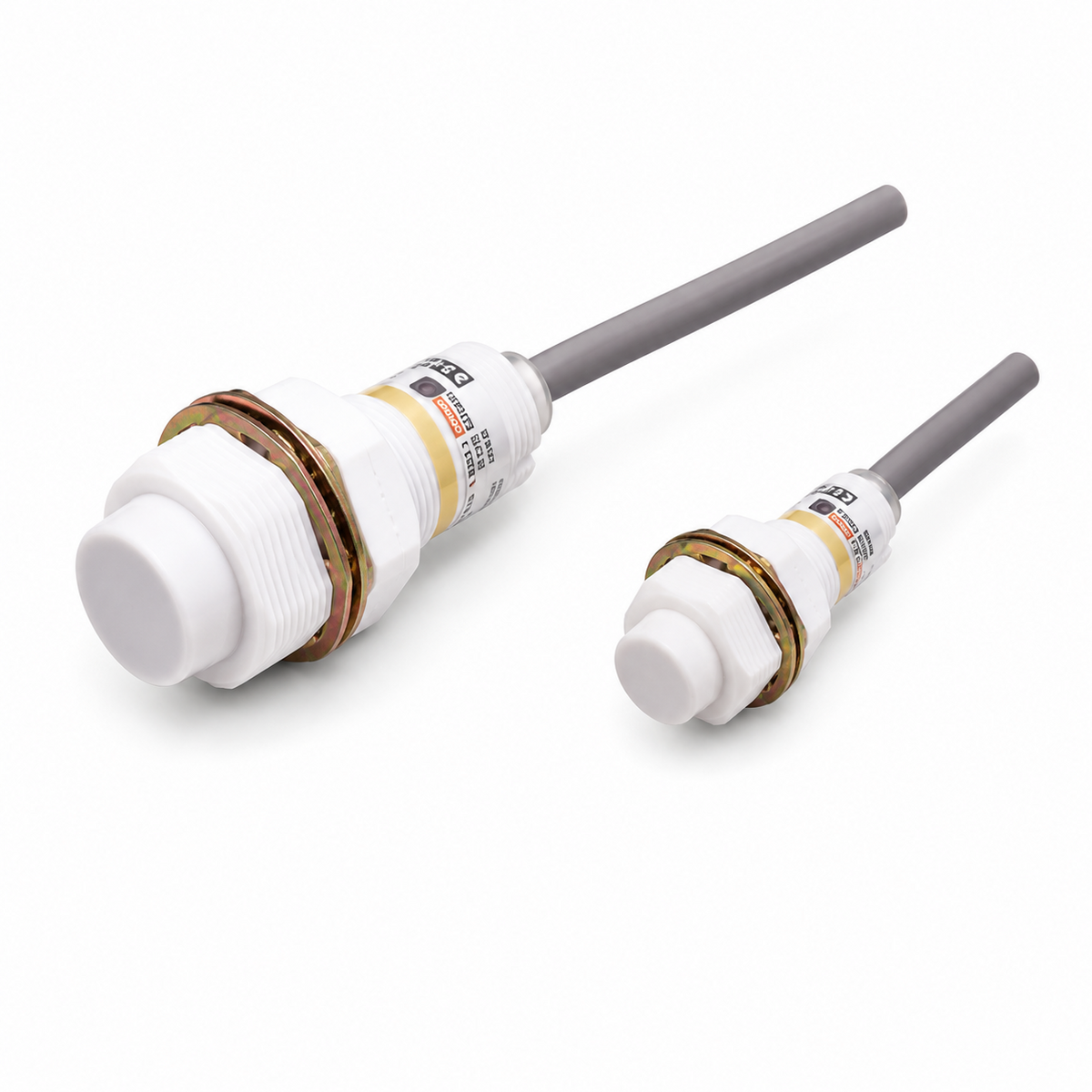 Omron E2FQ Chemical-resistant Fluororesin Proximity Sensor (M12/M18/M30, NO, Pre-wired 2m)