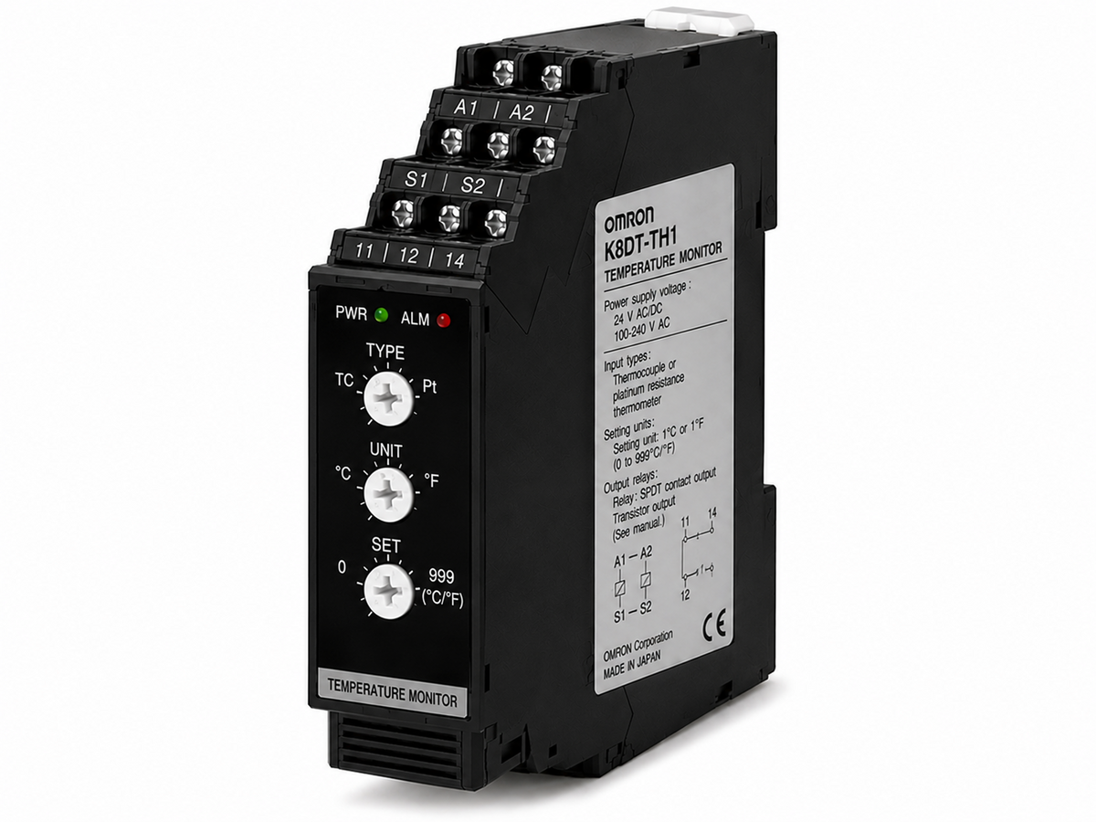 Omron K8DT-TH Temperature Monitoring Relay (Thermocouple/Pt, 0~999°C, Relay/Transistor)