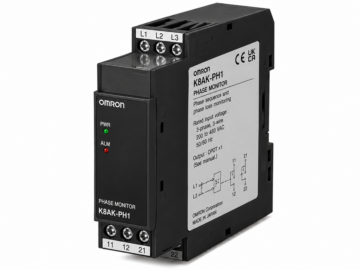 Omron K8AK-PH Three-phase Phase-sequence Phase-loss Relay (200~480VAC, DPDT)