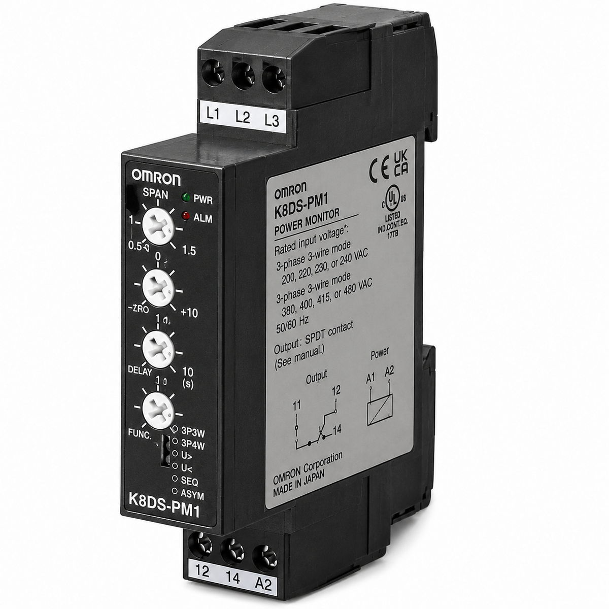 Omron K8DS-PM Three-phase Voltage and Phase-sequence Phase-loss Relay (200~480VAC, 17.5mm)