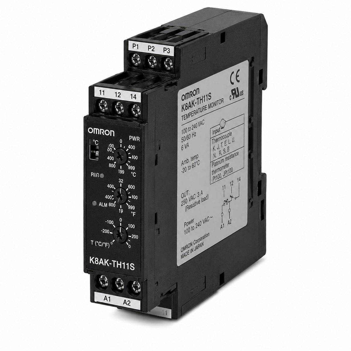 Omron K8AK-TH Temperature Monitoring Relay (Thermocouple/Pt, 0~999°C, 24V/100~240V)