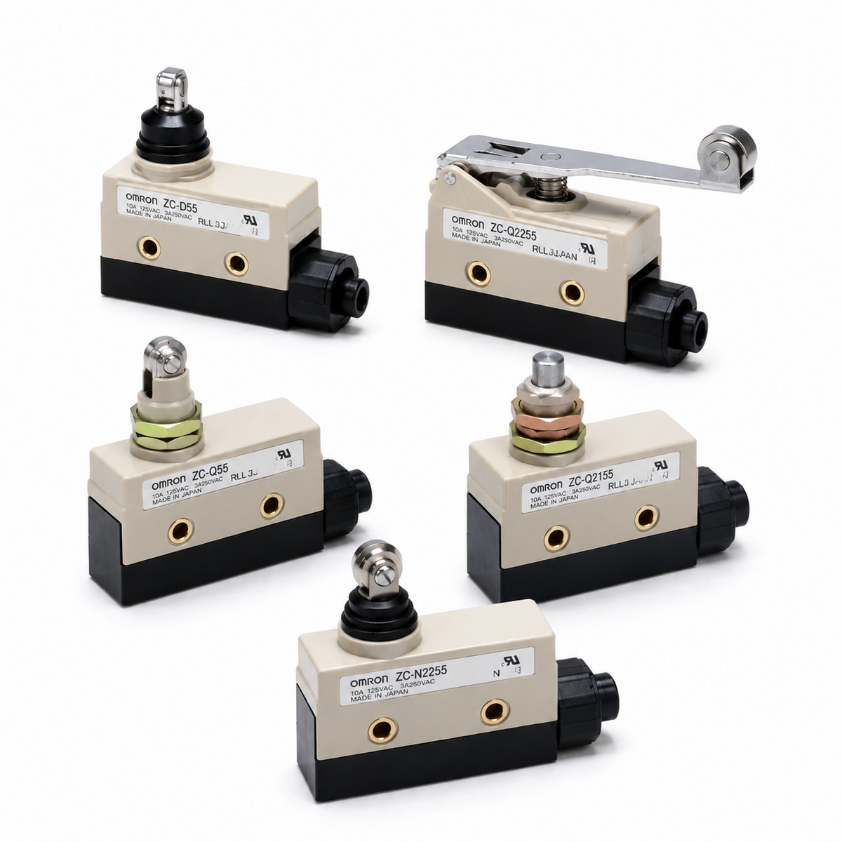 Omron ZC-[]55 Small High-precision Enclosed Switch (Base, 12 Actuators, UL/CSA/EN)