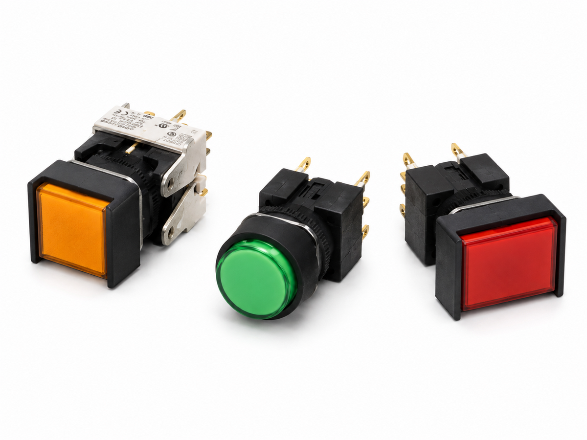 Omron A16 Pushbutton Switch (Round, Solder Terminal, IP40+IP66, LED/Non-lighted)