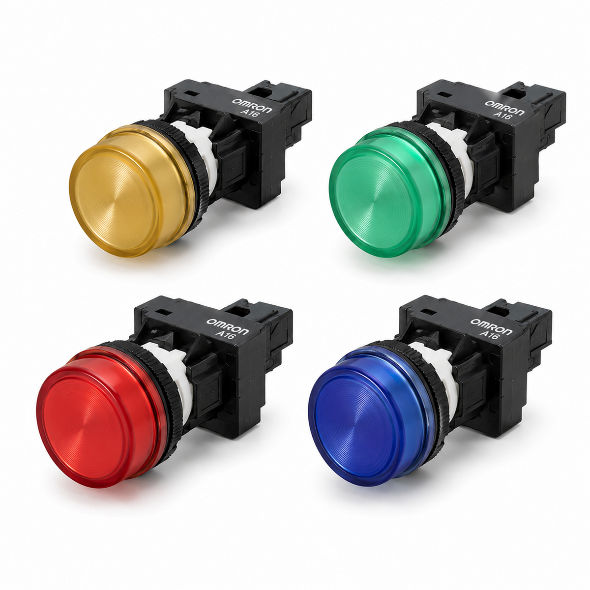 Omron M22N Indicator Set (22mm, Flat/Projected/Semi-spherical/Flat-etched, LED, Screw+Push-In)