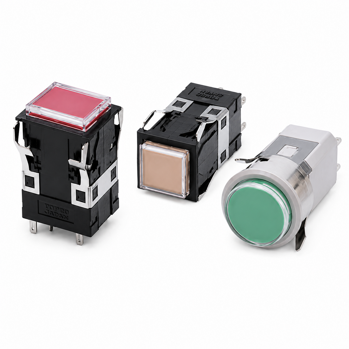 Omron M2P Indicator Set (Rectangular/Square/Round, LED, 5V/12V/24V, Black+Gray)