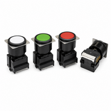 Omron A3U Plateau Head Pushbutton Switch (IP65 Oil-proof, Black+Metallic, LED/Non-lighted)