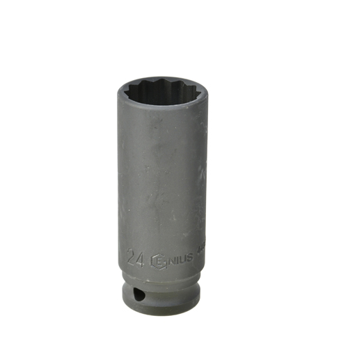 Genius Thin Wall Long Impact Socket 1/2" Drive 6-Point Metric (8–23mm)