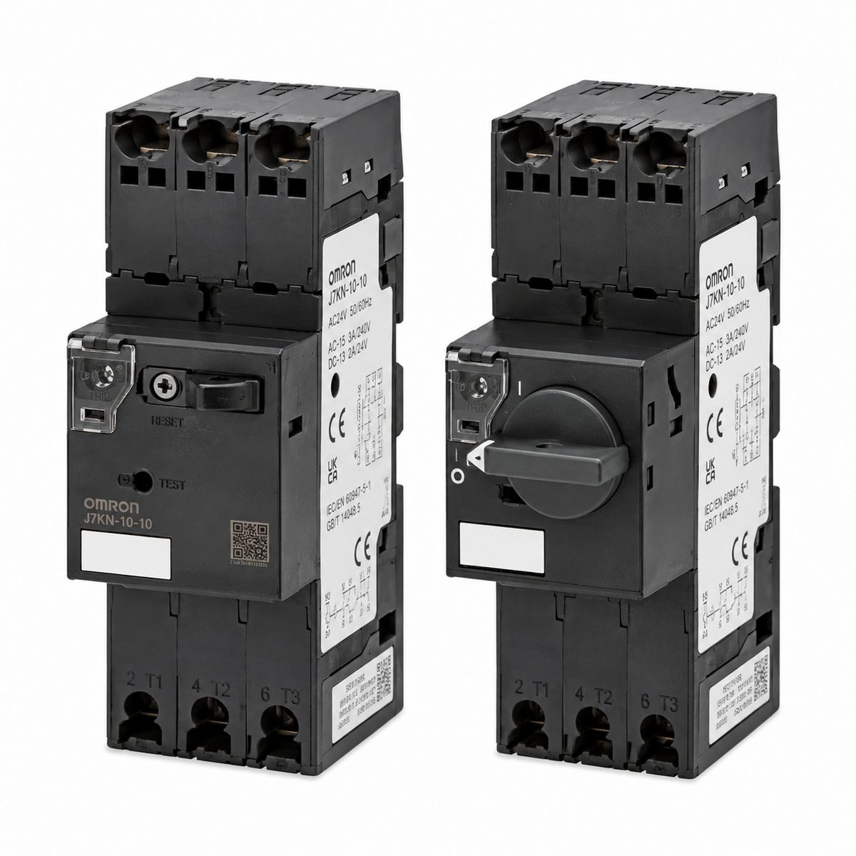 Omron J7MC Manual Motor Starter Options (Aux+Alarm Contact Units, Insulation Stops, DIN)