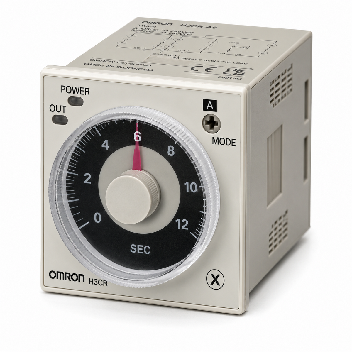 Omron H3CR-A Solid-state Multi-functional Timer (48x48mm, 8 Operating Modes, 0.05s~600h, Contact/Transistor Output)