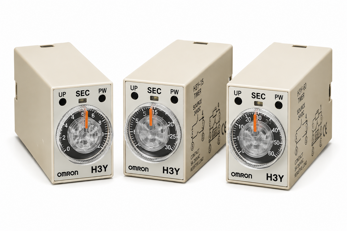 Omron H3Y Solid-state Timer (Miniature, DPDT/4PDT, 0.04s~3h, Socket or PCB Terminal)