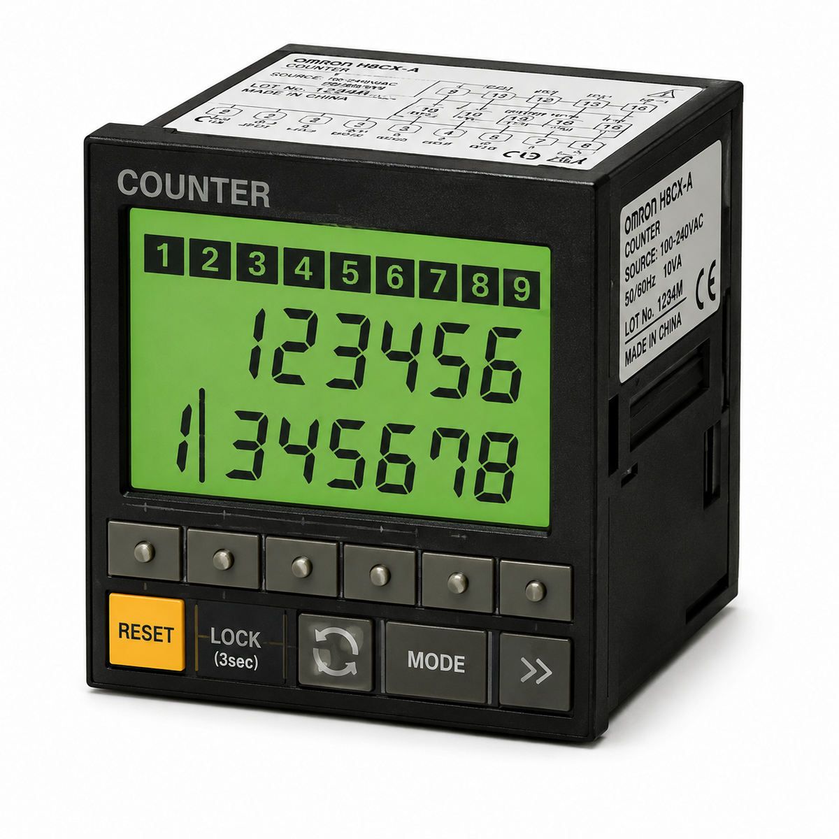 Omron H8BM-R Multi-maintenance Counter/Timer (DIN 72x72mm, 9 Built-in Counters/Timers, 24VDC, 1/3-stage)