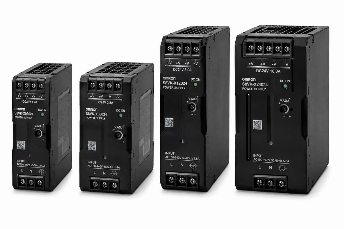 Omron S8VK-X Switch Mode Power Supply (30~480W, EtherNet/IP + Modbus TCP, 100~240VAC, 5V/12V/24VDC)