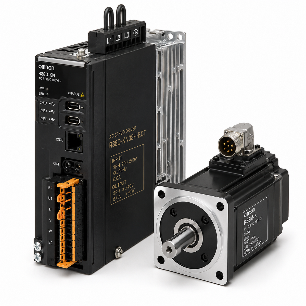 Omron R88A-CA Motor Power Cable Standard for 1S-series, Extended Lengths + CA1D (400V Brake)