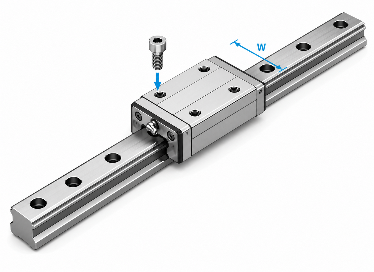 THK NRS-RX/LRX/SLRX/R/LR LM Guide Block (Full Ball, Super Heavy Load, 4-Direction, Narrow)