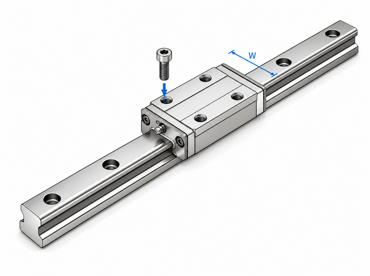 THK SR-M1-W/V High Temperature LM Guide Block (Narrow Width, Stainless, 150°C)