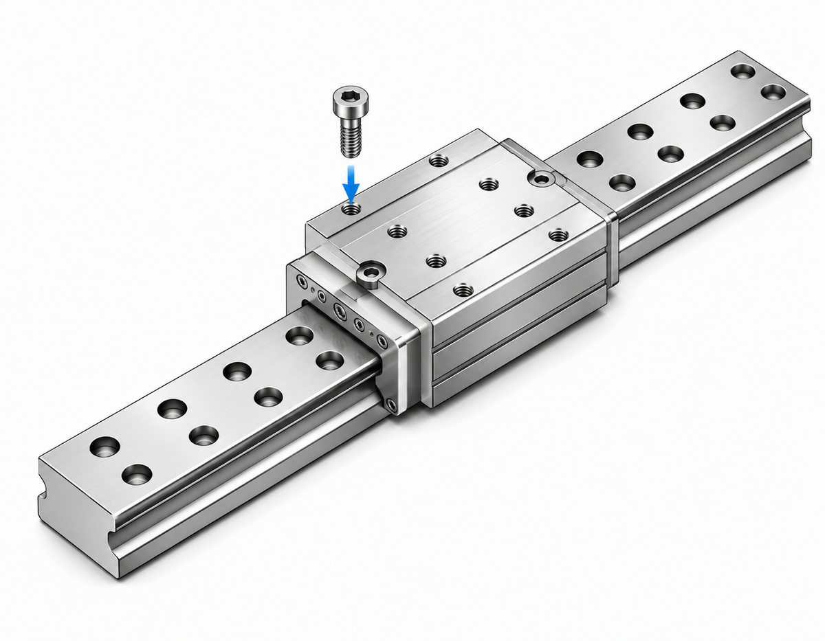 THK SRW-LR Wide Rail Roller Retainer LM Guide Block (Super High Rigidity, 2-row Rail Holes)