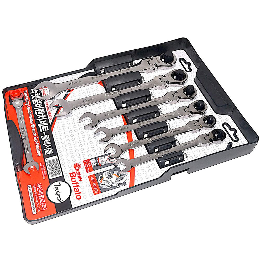 Seshin Buffalo Ratcheting Combination Wrench Set Flexible