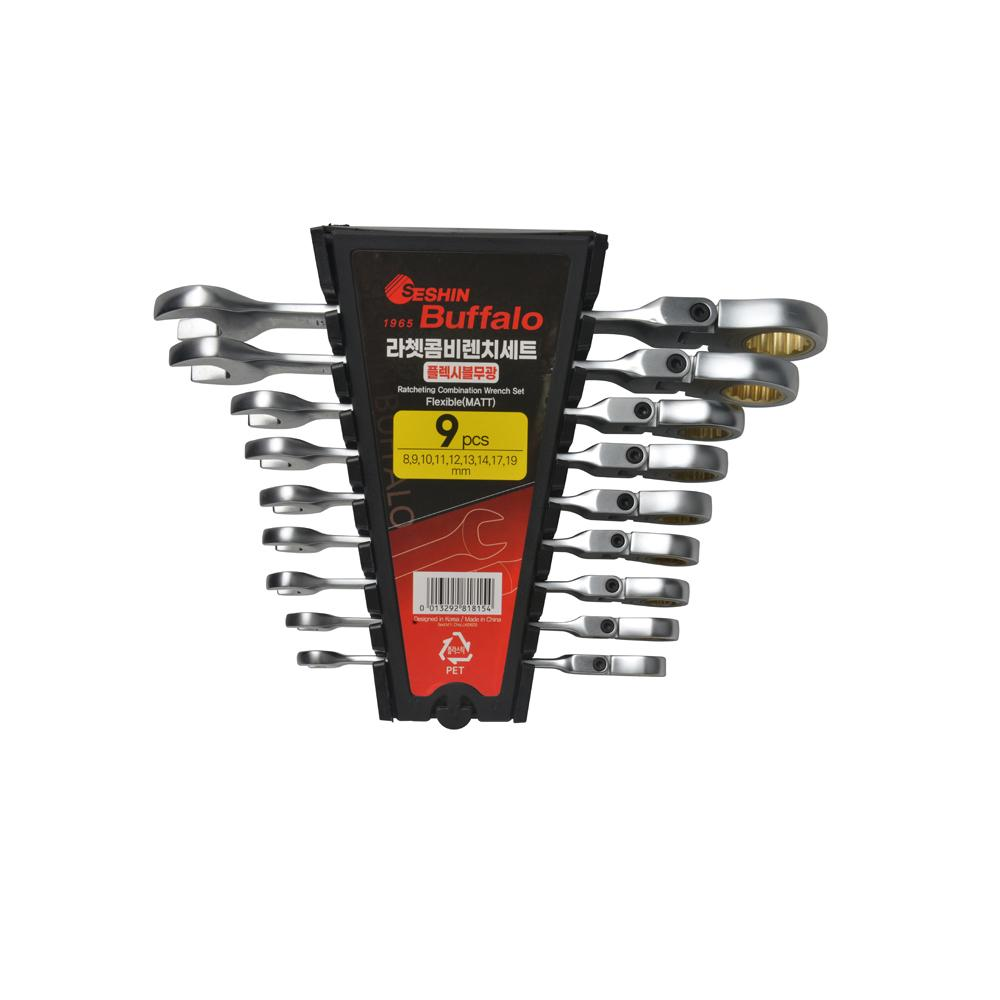 Seshin Buffalo Ratcheting Combination Wrench Set Flexible Matt