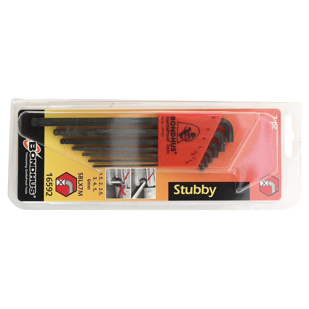 BONDHUS Excellent Ball End Hex L-Key Set Stubby