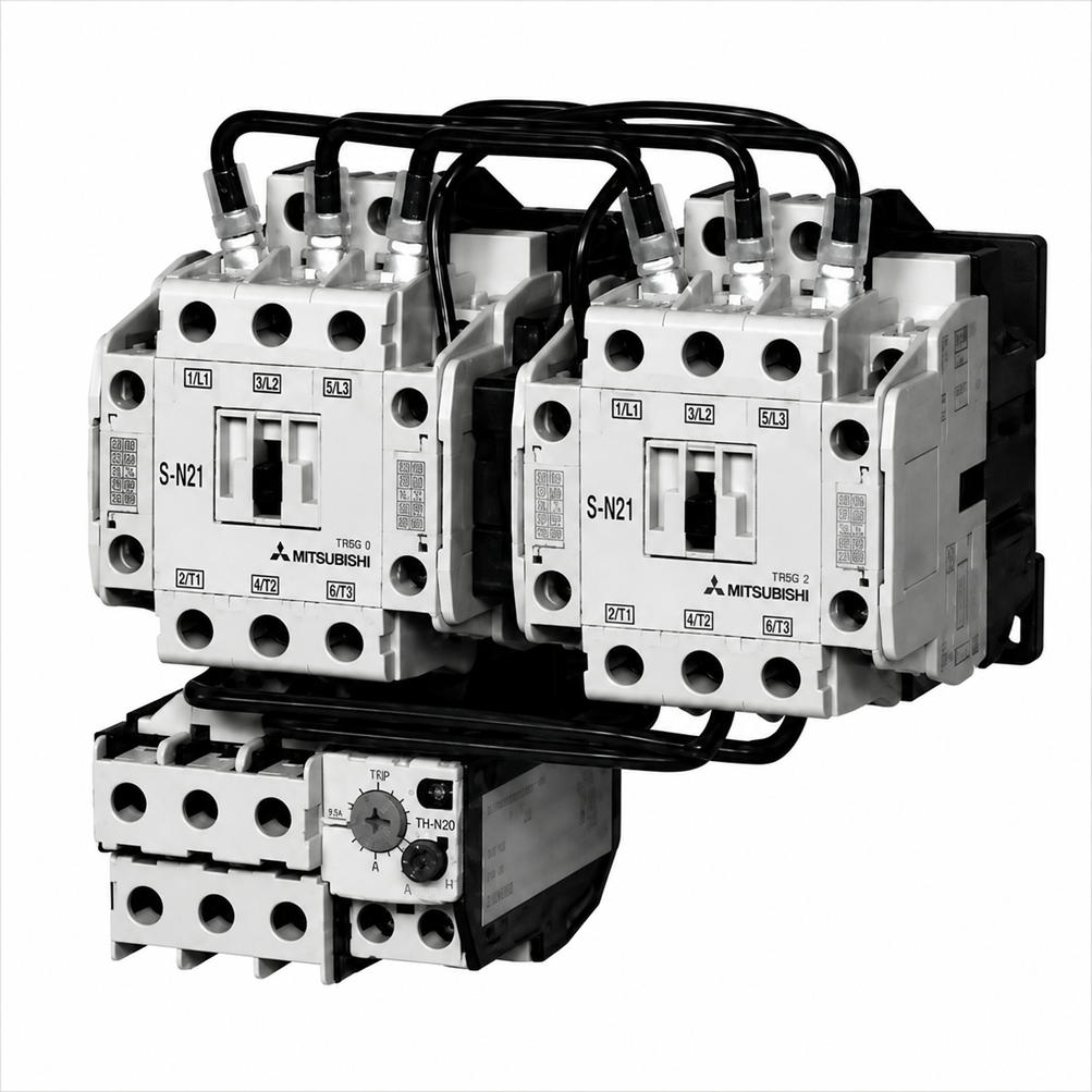 Mitsubishi Electric MS-T/N Series MSO-2xT65 Reversing Magnetic Starter (65A AC-3, T65 Frame, TH-T65 Thermal)