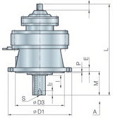 Dongshin Cyclo Reducer DV Series - Vertical Two-Stage, Double Shaft (Flange Mount, Frames F0807-F2719)
