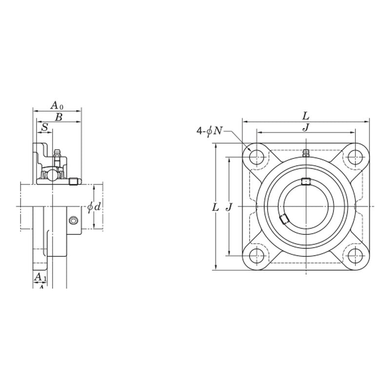 KYK UCF 200 Series Square Flange Units (Shaft 12-90 mm)