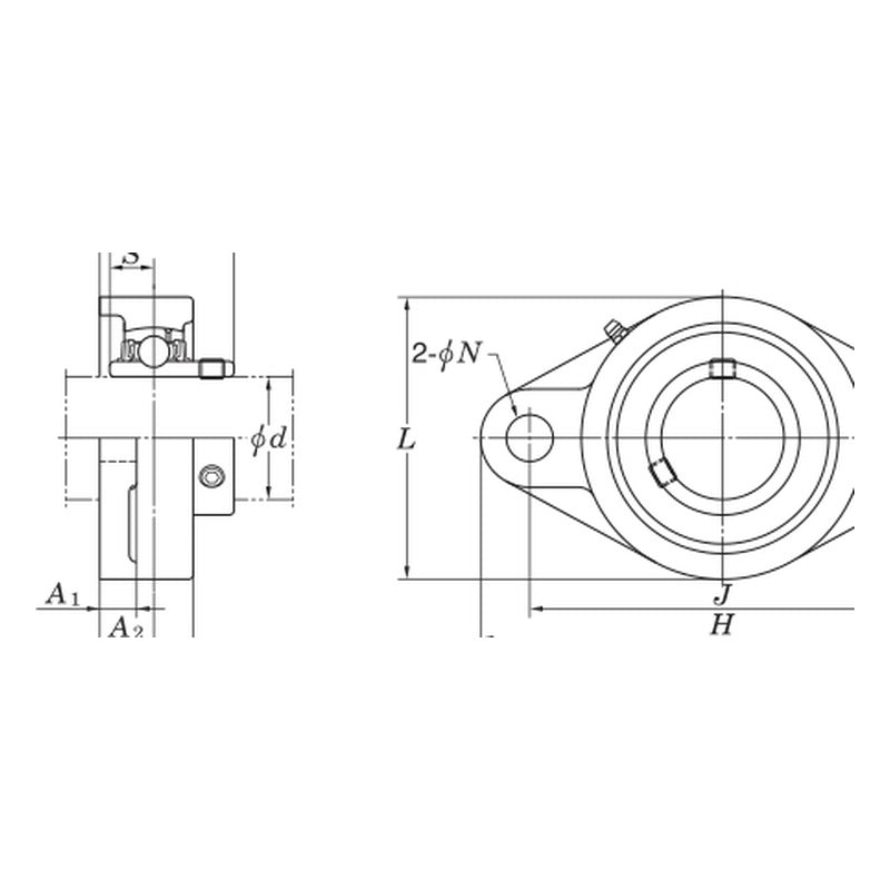 KYK UCFL 200 Series Two-Bolt Flange Units (Shaft 12-90 mm)