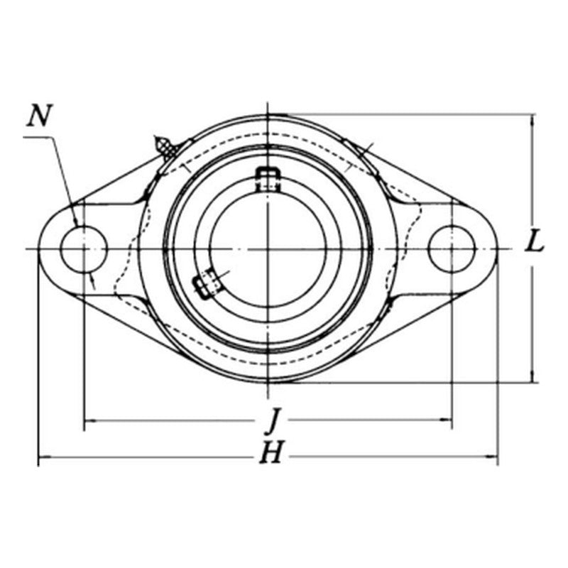 NSK UCFL 2 Two-Bolt Oval Flange Ball Bearing Units (Shaft 12-90)
