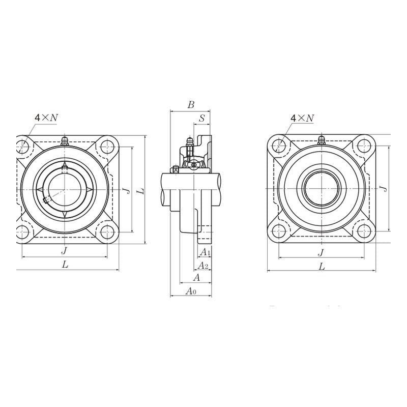NTN UCF2 Square Flanged Units, Cast Housing