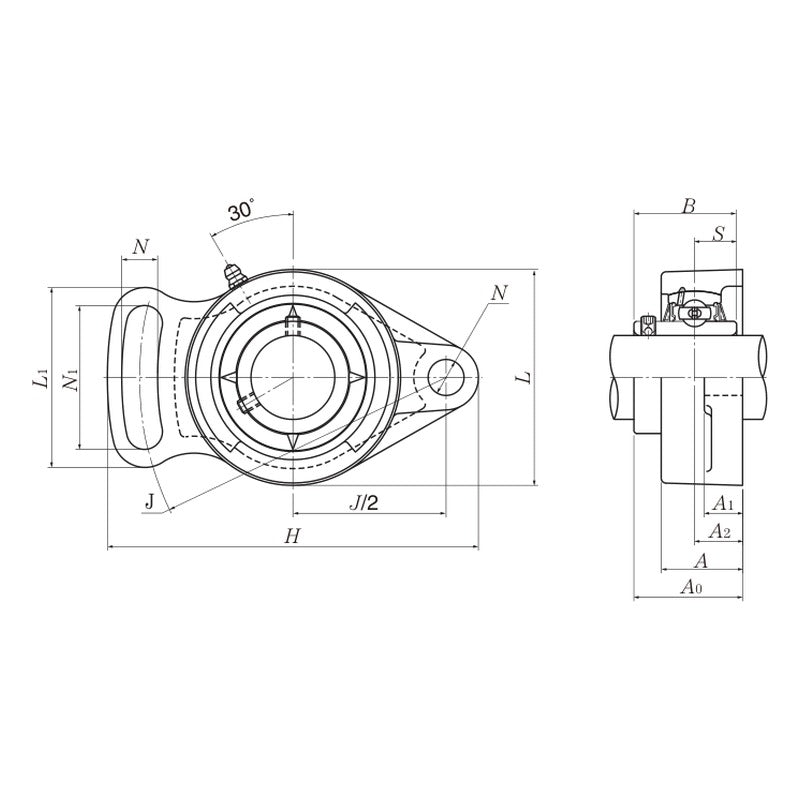 NTN UCFA2 Modified Rhombus Flanged Units, Cast Housing