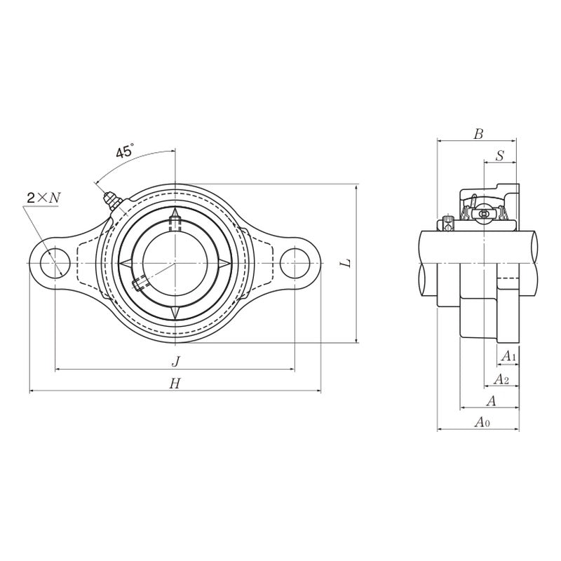 NTN UCFE2 Rhombus Flanged Units, Ductile Cast Housing