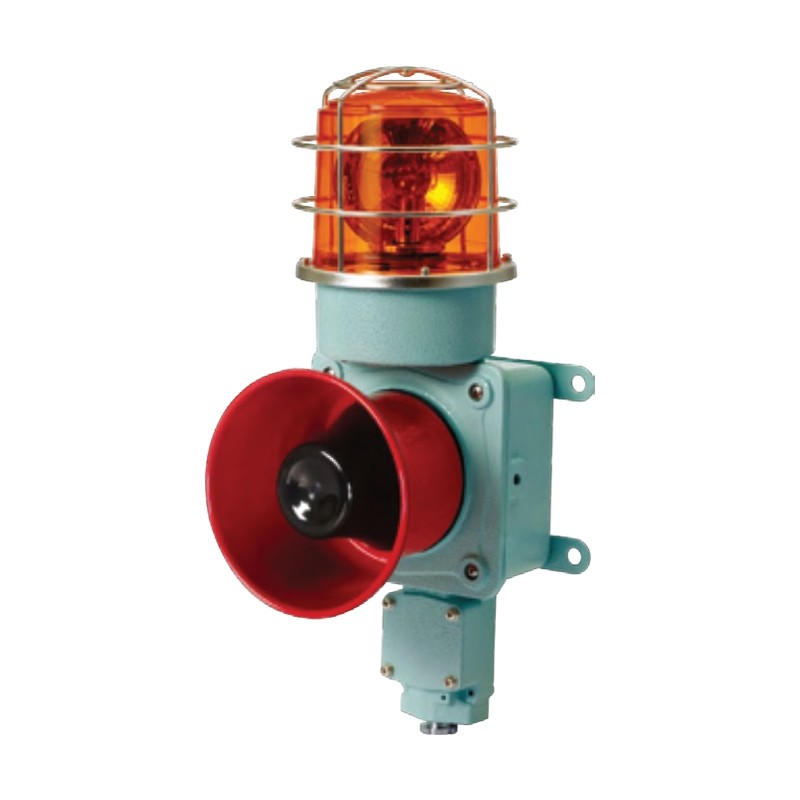 Qlight SMD Bulb Revolving Beacon with Electronic Sounder, Ø150 mm, 120 dB, Wall Mount