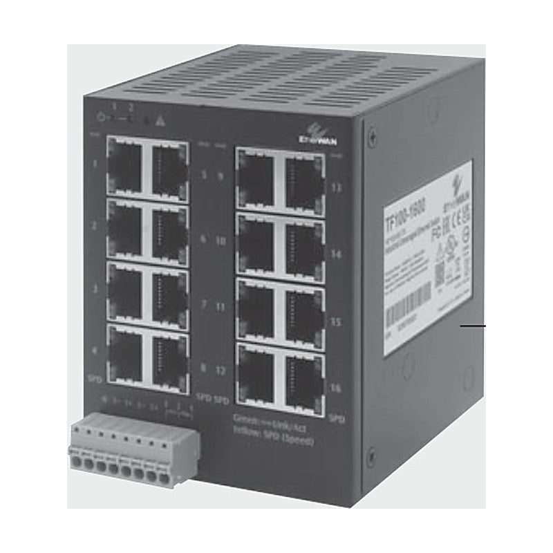 Samwon ACT TF100-1600 16-Port 10/100 Industrial Ethernet Switch, Metal