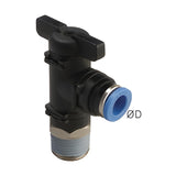 Sangah GBL Ball Valve, Male Elbow, Metric Tube, R (PT) Thread
