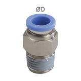 Sangah GMPC Male Straight, Round Sleeve, One-Touch Fitting, Metric Tube, R (PT) Thread