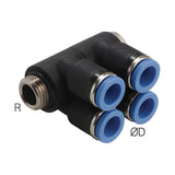 Sangah GPA(D2)-G Double Branch A, One-Touch Fitting, Metric Tube, G (PF) Thread
