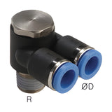 Sangah GPA Dual Male Banjo, One-Touch Fitting, Metric Tube, R (PT) Thread